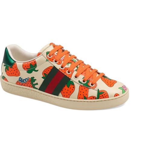 gucci strawberry tennis shoes|gucci ace metallic snakeskin sneakers.